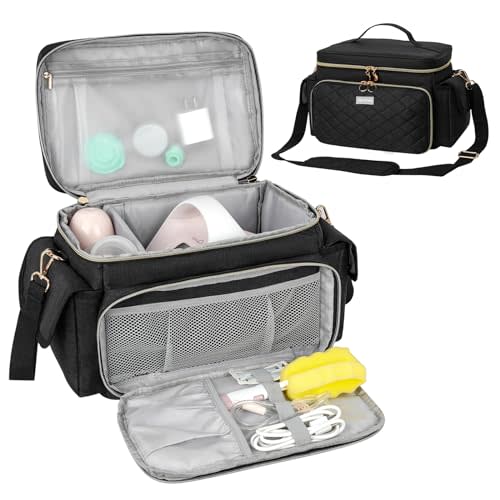 Jaffzora Breast Pump Bag Compatible with Spectra S1,S1 Plus and S2, Pumping Travel Carrying Case for Breast Pump and Accessories, Black