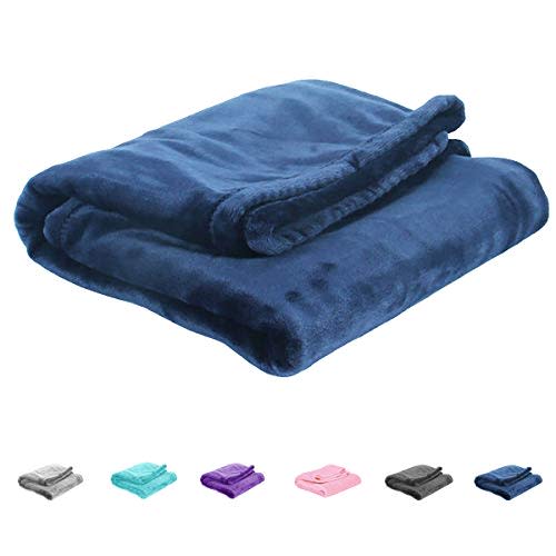 UOZZI BEDDING All-Season Flannel Fleece Baby Blanket for Girls & Boys - Ultra Soft Plush Thin Kids Toddler Blanket for Crib, Pram Strollers, Sofa, 100% Microfiber Polyester (Navy, 27"x39")