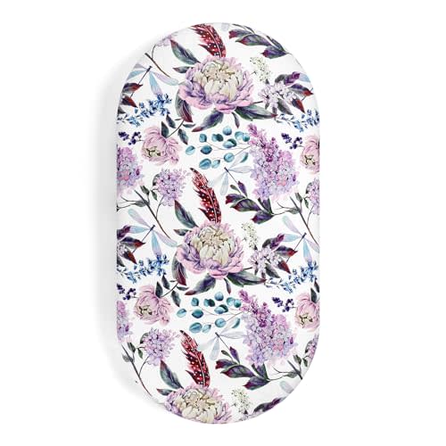 Bassinet Sheets for Baby Girls & Boys, HNHUAMING 1 Pack Soft Bassinet Sheet Cover, Fit for Rectangle, Hourglass, Oval and Round Bassinet Pad/Mattress, Purple Wisteria Floral