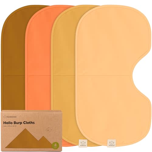 KeaBabies 4-Pack Baby Burp Cloths Baby Girl, Boy - Organic Cotton Burp Cloth, Extra Large, Absorbent, Soft Burping Cloths & Bibs Set for Babies, Newborn Burp Clothes, Thick Burp Rags (Phase)