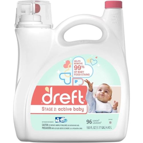 Dreft Dreft Stage 2: Active Baby Liquid Laundry Detergent, 96 Loads, 150 Fl Oz