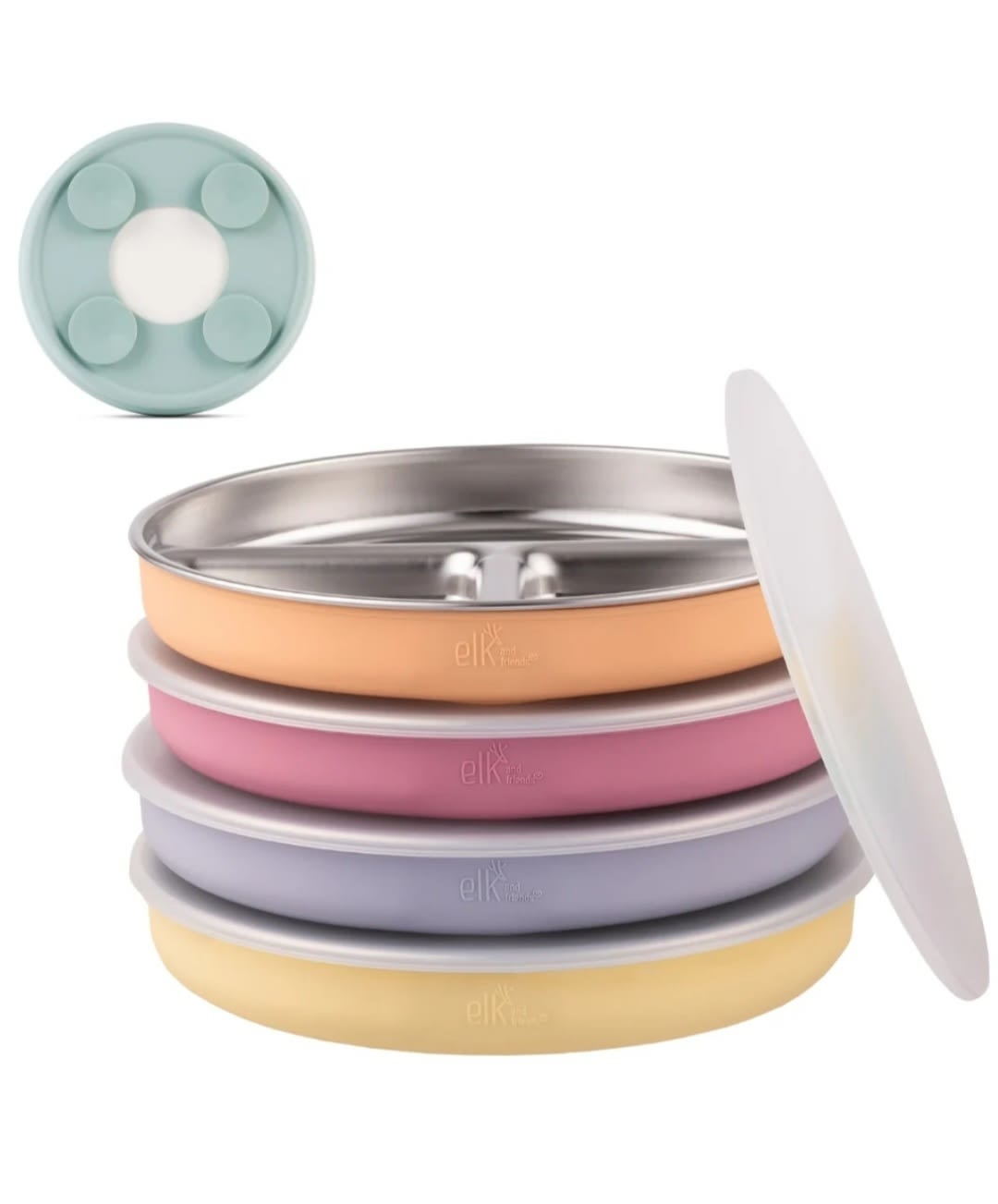 7.8" Stainless Steel Divided Plates with Suction Sleeve
