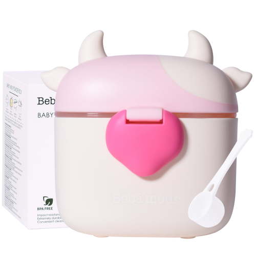 Bebamour Baby Formula Dispenser Portable Travel Milk Powder Formula Container Candy Fruit Snack Storage Container with Scoop and Leveller, BPA Free(Pink)