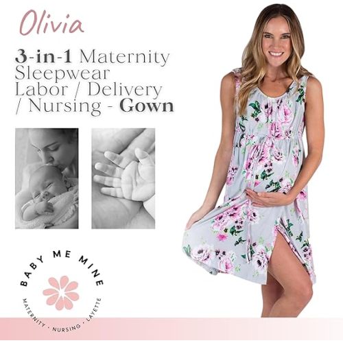 Baby Be Mine Labor and Delivery Gown for Hospital – 3-in-1 Labor/Delivery/Nursing Gown - Large-X-Large - Olivia