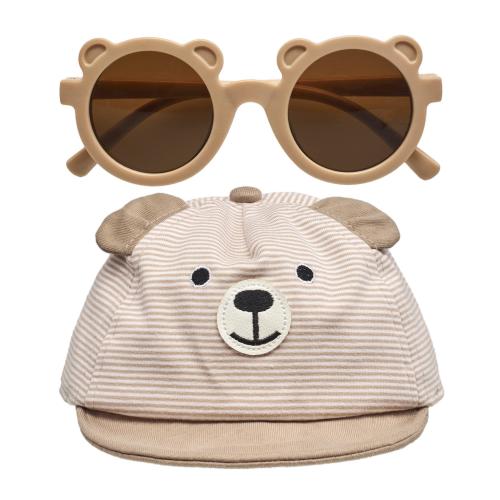 Wander & Dream Infant Bear Hat & Sunglasses Set for Boys & Girls (Infants) in Tan