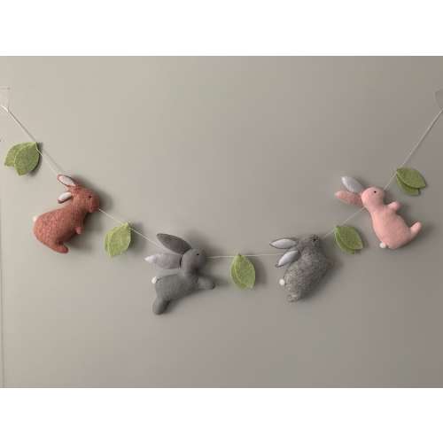 Bunny garland, bunny nursery garland, woodland garland, felt garland, bunny nursery theme, bunny baby shower, baby shower decor