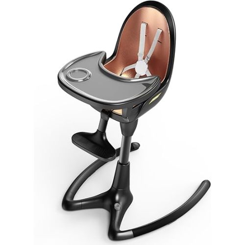 Hot Mom Baby High Chair Adjustable Seat Angle Lift Height Double Tray Luxury Baby Eating Chair,Lifetime Availability Chair,Black Gold