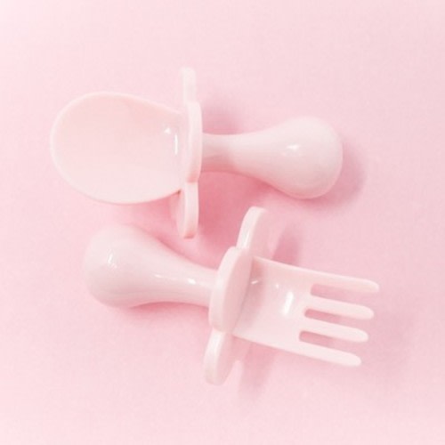 Grabease Toddler Utensils Baby Utensils Baby Forks for Self Feeding, BPA-Free & Phthalate-Free for Baby & Toddler, 1 Set, Blush