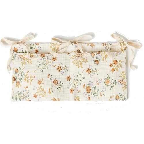 Baby Crib Organizer Portable Bedside Hanging Storage Bag Functional Diaper Organizer Creative Crib Storage Bag For Toys Clothing (flower)