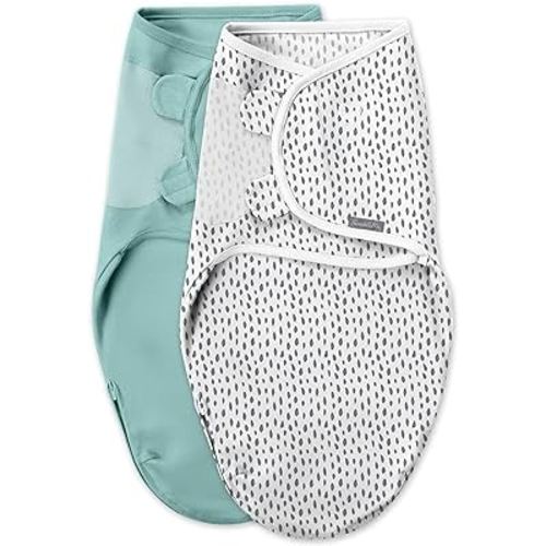 SwaddleMe by Ingenuity Easy Change Swaddle, Size Small/Medium, 0-3 Months, 2-Pack - Snow Leopard