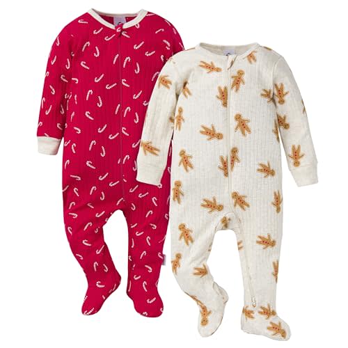 Gerber Girls' Baby Unisex 2-Pack 2-Way Zip Textured Sleep 'N Play