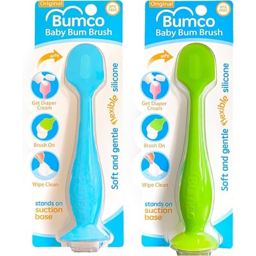 Bumco Diaper Cream Spatula (2-Pack) - BPA-Free Diaper Bag Essentials, Soft & Flexible Butt Spatula Baby, Mom-Invented Butt Paste Spatula, Diaper Cream Applicator, Bumco Baby Bum Brush, Diaper Spatula