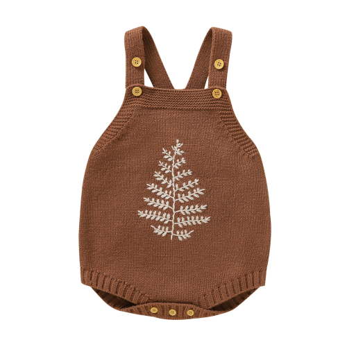 Adeawade Rompers For Girls 3-6 Months Infant Floral Pattern Knit Sweater Romper Sleeveless Bodysuit Clothes Casual Onesie Coffee