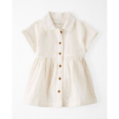 Baby Organic Cotton Button-Front Dress in Cream - Little Planet | Carter's