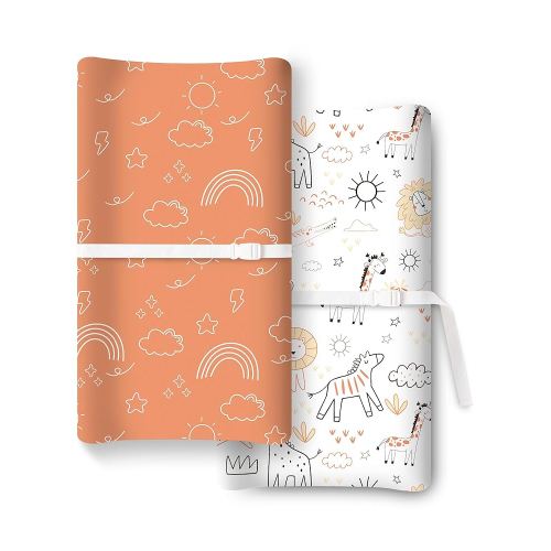 Extra Stretchy Changing Pad Cover, Ultra Soft Premium Jersey Knit Changing Pad Sheets, Unisex for Boys Girls, Fits All Standard Changing Tables/Dresser Tops - 2 Pack
