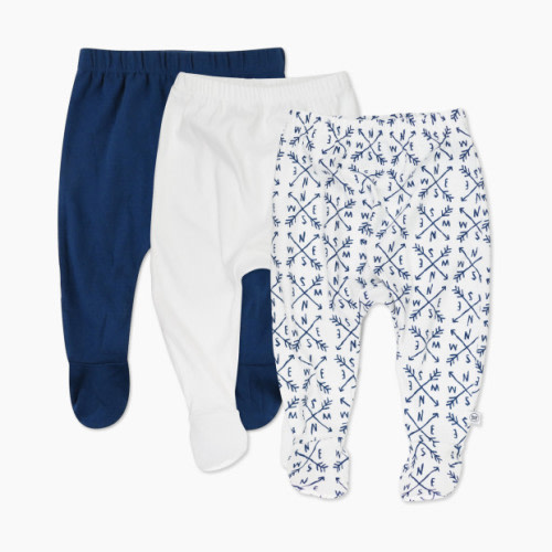 Honest Baby Clothing 3-Pack Organic Cotton Footed Harem Pants - Compass Blue, Newborn