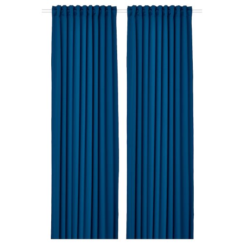 MAJGULL Black-out curtains, 1 pair - with heading tape/dark blue 57x98 "