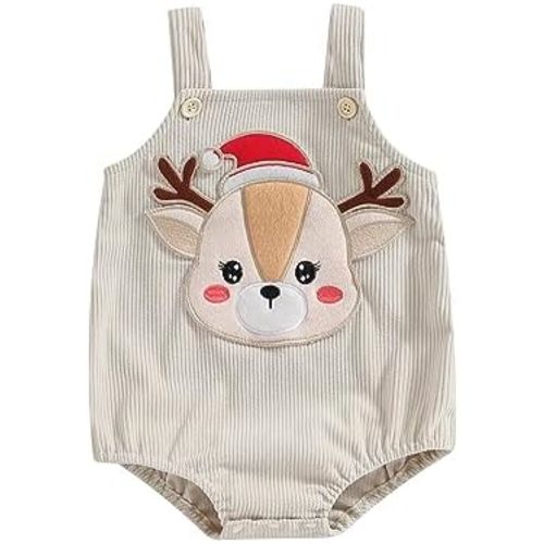 My First Christmas Baby Girl Boy Outfit Elk Sleeveless Romper Knit Sweater Newborn Infant Christmas Clothes
