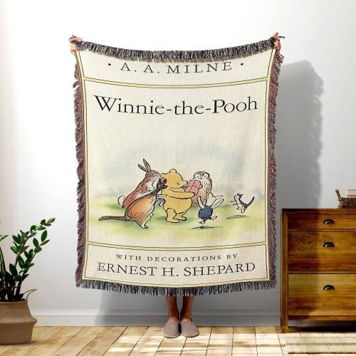 Classic Winnie the Pooh Woven Blanket, Literary Home Decor, A.A. Milne Vintage Book Cover Throw, Cozy Nursery Blanket, Storybook Gift Idea