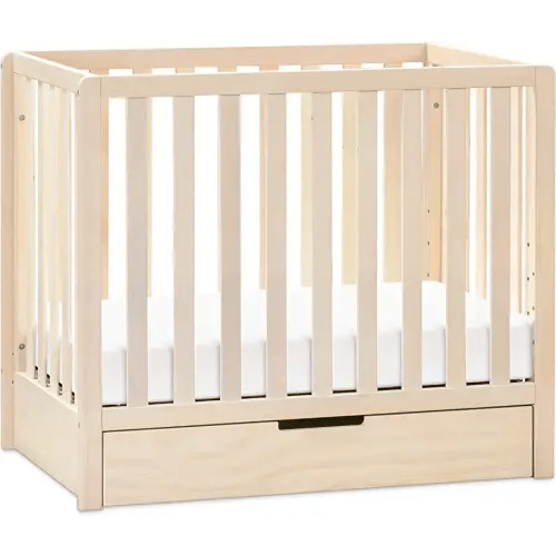 Carter's by DaVinci Colby 4-in-1 Convertible Mini Crib with Trundle Drawer in Washed Natural, Greenguard Gold Certified, Undercrib Storage
