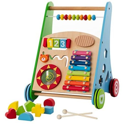 Baby Toys – Kids’ Activity Toy – Wooden Push and Pull Learning Walker for Boys and Girls – Multiple Activities Center – Assembly Required – Develops Motor Skills & Stimulates Creativity