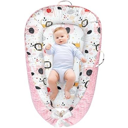 URMYWO Baby Lounger - Baby Lounger For Newborn, Breathable & Soft Baby Nest Cover Co Sleeping for baby 0-24 Months, Babies Essentials Gifts, Portable Infant Lounger Baby Floor Seat for Home and Travel