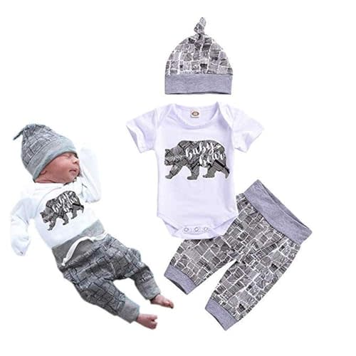 Unutiylo Newborn Infant Baby Boys Clothes Baby Boy Bodysuit Pants Outfit Set