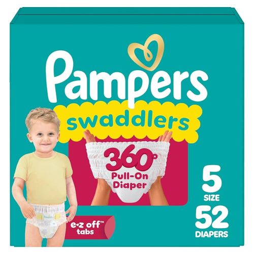 Pampers Diapers - Swaddlers 360 - Size 5, 52 Count, for up to 100% Leakproof Premium Skin Protection (Packaging May Vary)