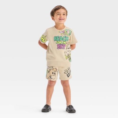 Toddler Boys' 2pc Disney Toy Story Top & Shorts Set - Tan 18M