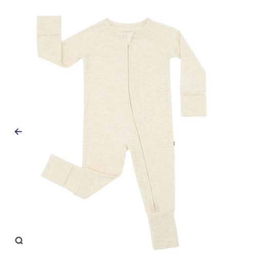 Heather Oatmeal Ribbed Zippy - Little Sleepies