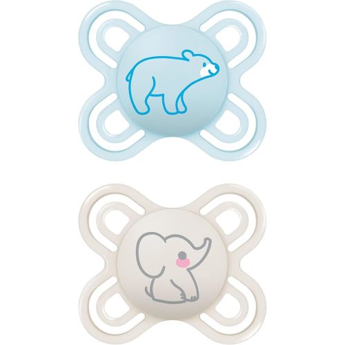 MAM Perfect Baby Pacifier, Patented Nipple, Developed with Pediatric Dentists & Orthodontists, Boy, 0-3 Months (Pack of 2)
