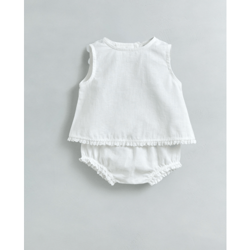 LINEN LACE SHIRT AND BLOOMERS SET - Oyster-white | ZARA United States