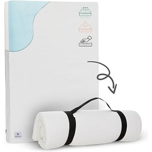 Waterproof Pack and Play Mattress Topper - 38" x 26" | Roll Up Style - Breathable Soft Memory Foam - Portable Playard Mattress Topper- Baby Foam Playpen Mattresses for Babies - Plain White