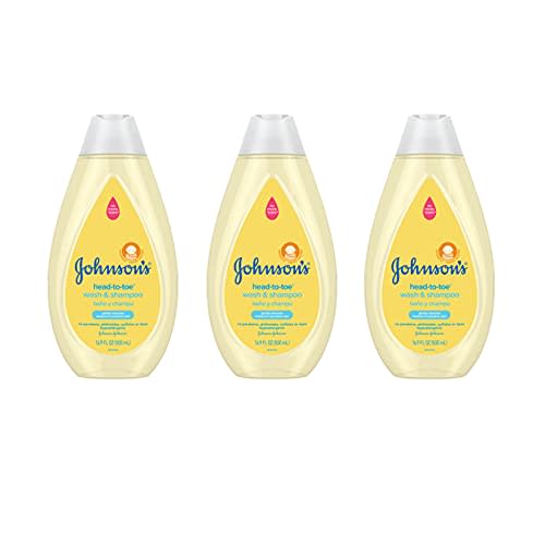 Johnson's Head-To-Toe Gentle Tear-Free Baby & Newborn Wash & Shampoo, Sulfate-, Paraben- Phthalate- & Dye-Free, Hypoallergenic Wash for Sensitive Skin & Hair, 3 x 16.9 fl. Oz (Amazon Exclusive)