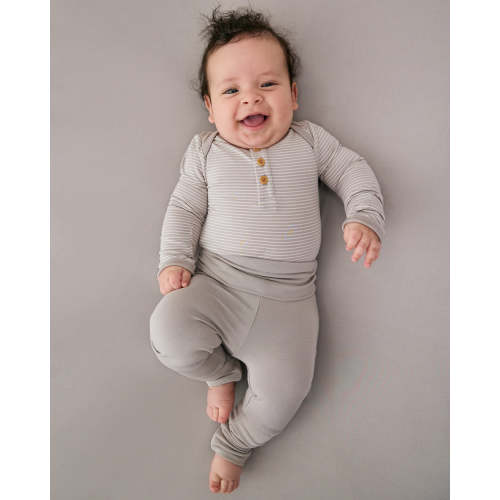 Dove Gray Stripe Henley Bodysuit – Little Sleepies