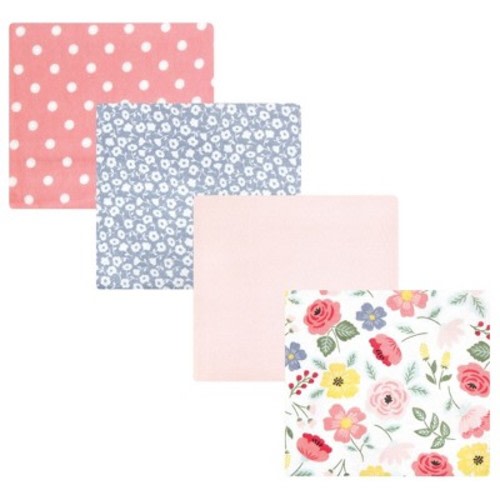 Hudson Baby Infant Girl Cotton Rich Flannel Receiving Blankets, Modern Botanical, One Size