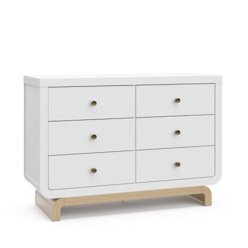 Storkcraft Santorini 6 Drawer Double Dresser - White/driftwood