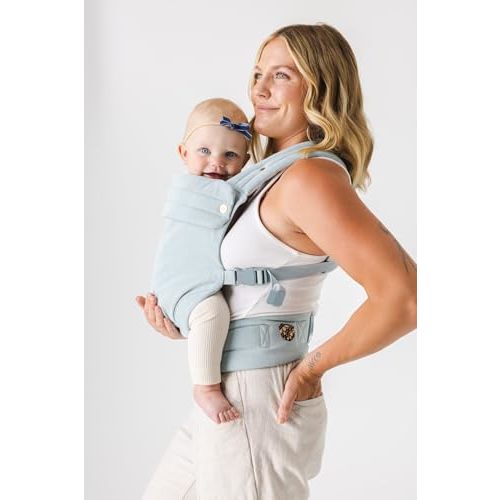Mabē Monarch Ergonomic Baby Carrier - Premium Cotton Soft Structured Infant Carrier with Hip Healthy Design, 3 Carry Positions for Newborn to Toddler (7-35lbs), Breathable (Dream Wash Denim)