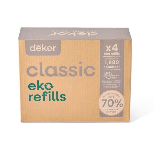 Diaper Dekor Pail Refills for Classic Original & Eko Diaper Pails, 4 Pack Unscented| Extra Thick Refills Made With 70% Recycled Materials