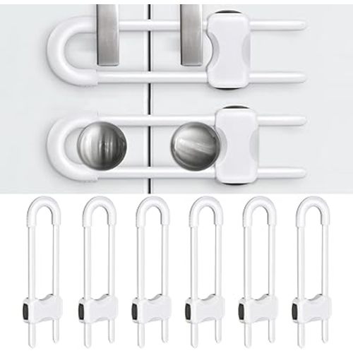 Baby Proofing Cabinets,Cabinet Locks for Babies,U-Shaped Child Locks for Cabinets, Child Proof Cabinet Latches,Child Safety Cabinet Locks with Adjustable by SPISPI (Pack of 6)