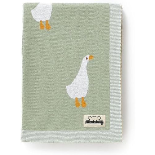 mimixiong Baby Blanket Knit Receiving Boys Girls Blanket Soft Cotton Neutral Blanket for Swaddle Crib Stroller with Cute Goose