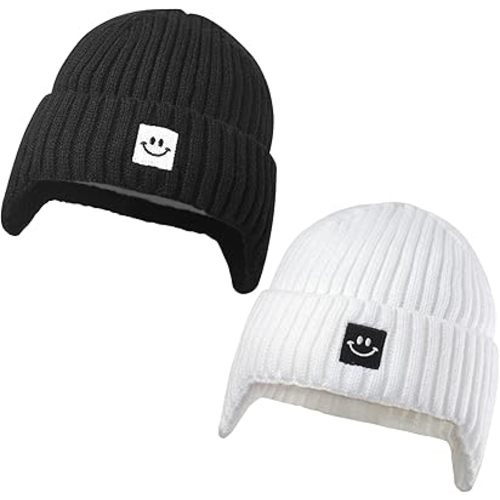 MaxNova 2 Pack Baby Beanie Toddler Winter Hat with Earflap for Girls Boys 0-8 Years