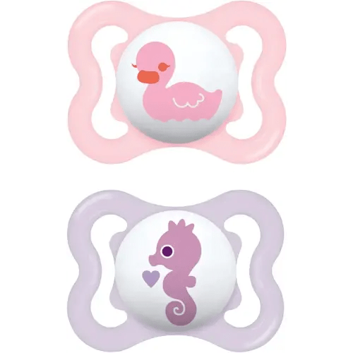 MAM Mini Air Pacifiers Sensitive Skin 0-6 Months, Best for Breastfed Babies, Girl, 0-6 (Pack of 2)