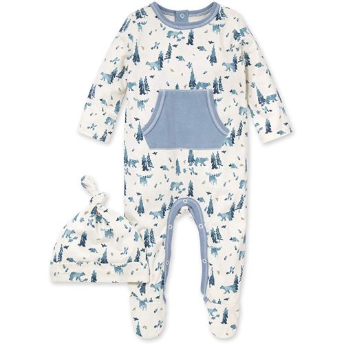 Burt's Bees Baby Baby Boy's Romper Jumpsuit, 100% Organic Cotton One-Piece Coverall - 6-9 Months - Baby Bear & Hat