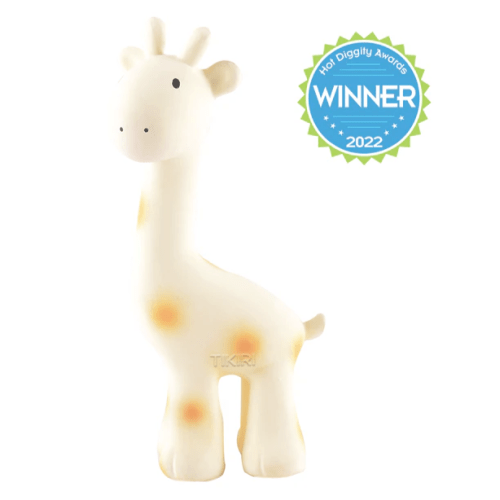 Giraffe Organic Natural Rubber Rattle, Teether & Bath Toy