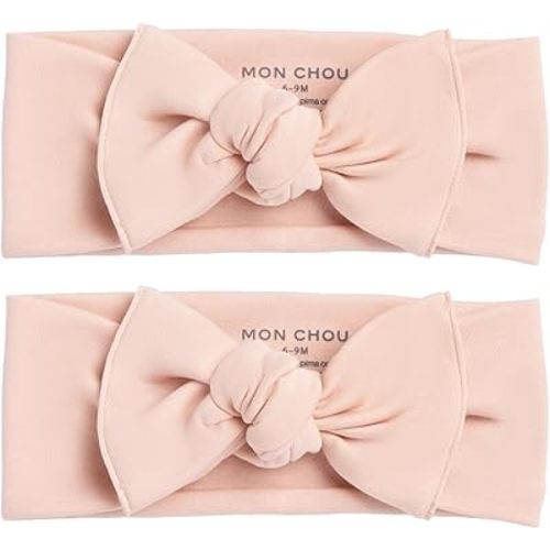 Baby Bow for Girls, 100% Organic Pima Cotton Jersey Headband, Hair Accessory for Newborn Infant Toddler Kid, Adjustable Super-Soft Head Wrap-One Size
