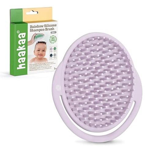 haakaa Silicone Shampoo Brush - Cradle Cap Brush Comb - Baby Hair Scrubber - Newborn Essentials Must Haves - 1pk-Lavender