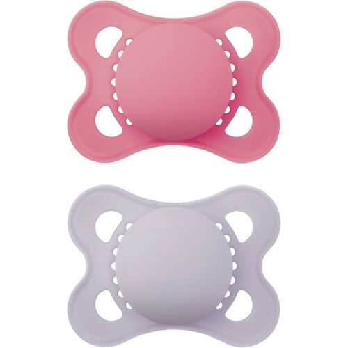 MAM Original Matte Baby Pacifier, Nipple Shape Helps Promote Healthy Oral Development, Sterilizer Case, 2 Pack, 0-6 Months, Girl,2 Count (Pack of 1)