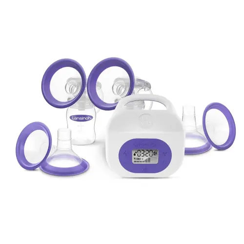 Lansinoh Smartpump 3.0 Double Electric Breast Pump, Portable and Rechargeable, Connects to Baby App, Hospital Strength Suction for Breastfeeding Moms