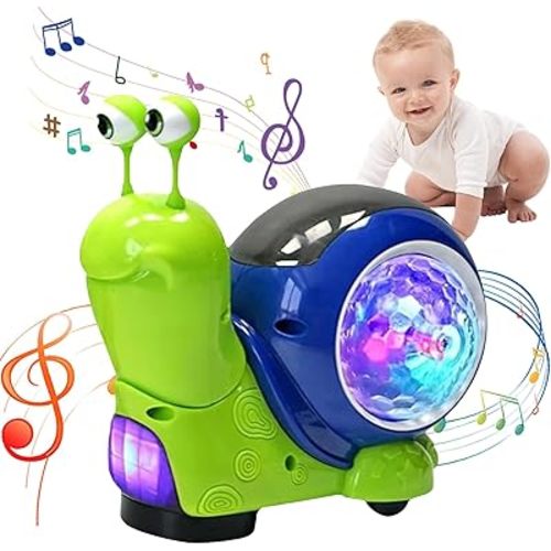 Luminous Snail Toy,2025 New Crawling Snail Toys,Baby Toddler Luminous Snail Toy Light-Up Walking Dancing Moving Interactive Sensory Toy